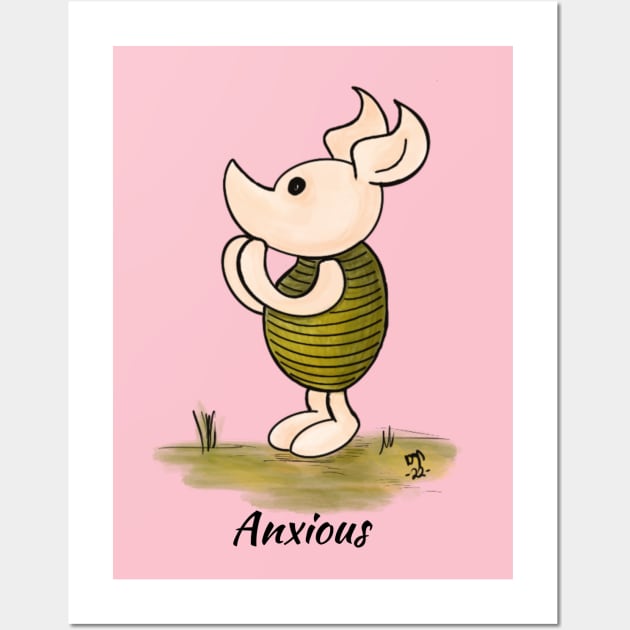 Anxious - Piglet Wall Art by Alt World Studios